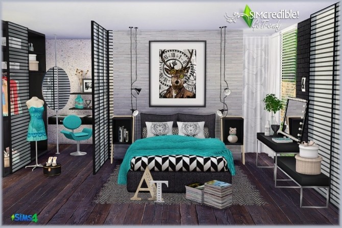 Sims 4 Go Trendy bedroom & Add ons (Free + Pay) at SIMcredible! Designs 4