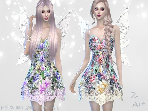 Sims 4 Flower Fairy dress by Zuckerschnute20 at TSR