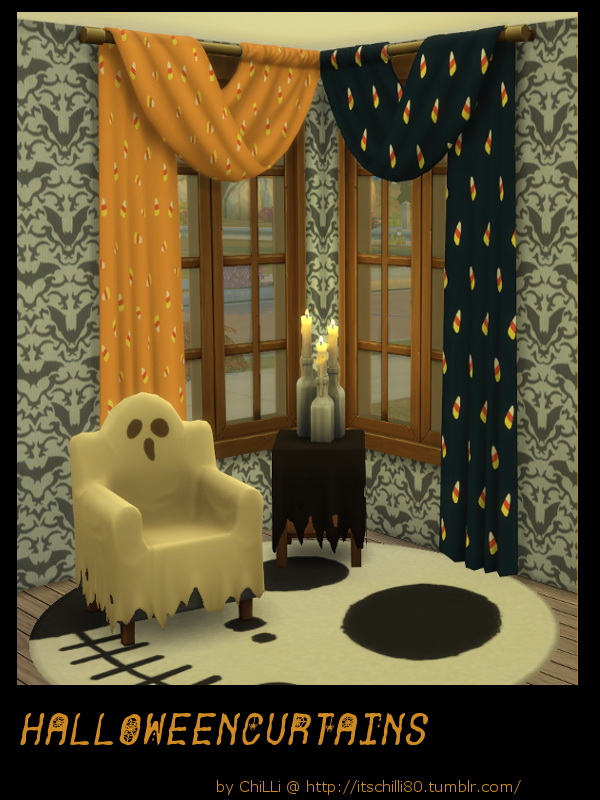 Sims 4 Halloween curtains at ChiLLis Sims