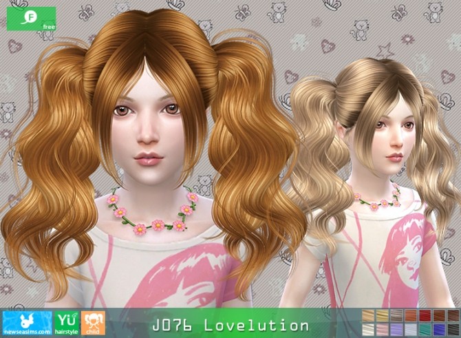 Sims 4 J076 Lovelution hair for girls (Free) at Newsea Sims 4