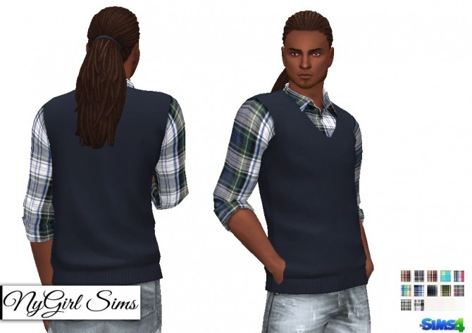 Sims 4 Vest with Plaid Button Up at NyGirl Sims
