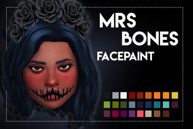 Sims 4 Mrs Bones Facepaint by Weepingsimmer at SimsWorkshop