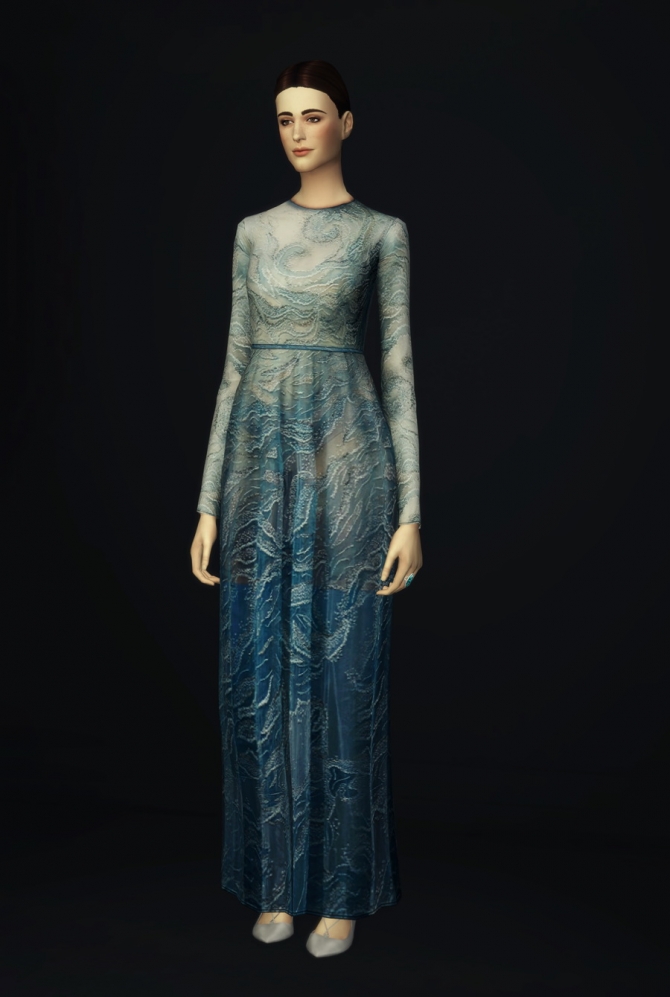 Glitter blue wave gown at Rusty Nail » Sims 4 Updates