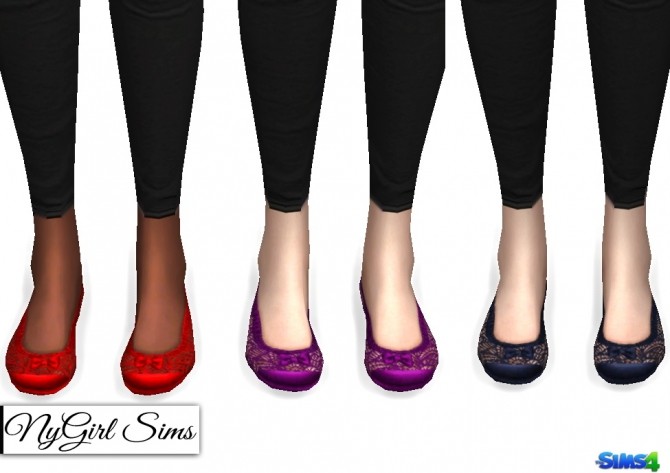 Sims 4 Lace and Bow Ballet Flats at NyGirl Sims