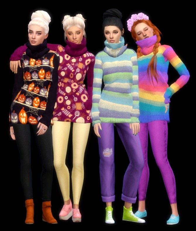 Sims 4 Tight Turtleneck Long Sweater Recolors at Maimouth Sims4