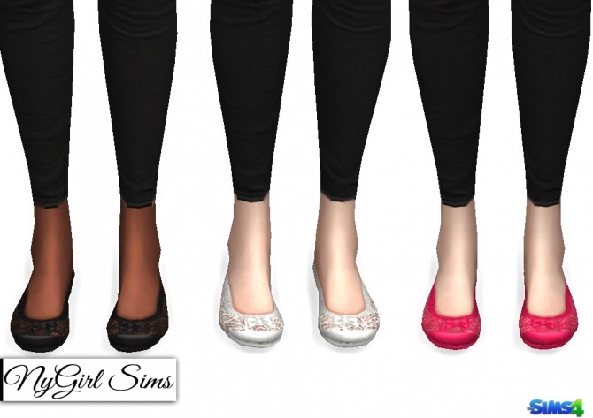 Sims 4 Lace and Bow Ballet Flats at NyGirl Sims