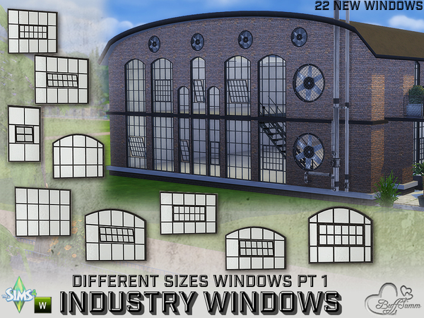 Sims 4 Industry Windows for All Wall Sizes Pt. 1 by BuffSumm at TSR