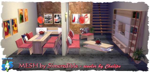 Sims 4 Recolor of Simcredibles Dining Room Cadence by Chalipo at All 4 Sims