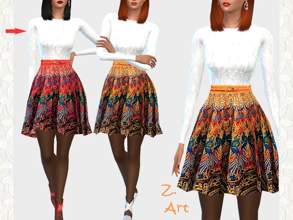 Sims 4 Fall Colors long sleeved dress by Zuckerschnute20 at TSR