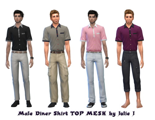 Sims 4 Male Diner Shirt at Julietoon – Julie J