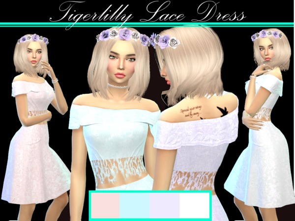 Sims 4 Lace Spring Dress by tigerlillyyyy at TSR