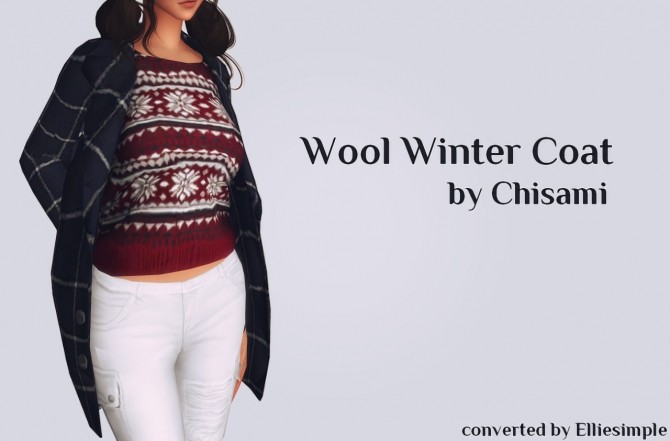 Sims 4 Wool Winter Coat by Chisami at Elliesimple