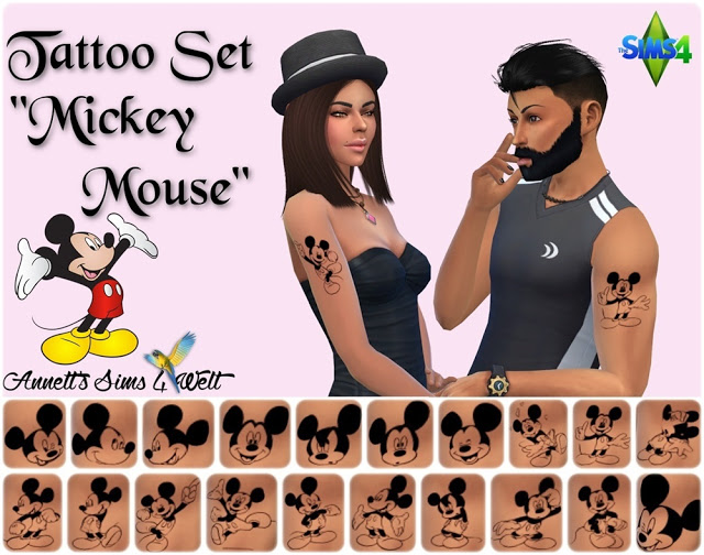 Sims 4 Mickey tattoo set at Annett’s Sims 4 Welt