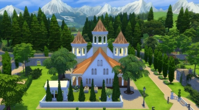 Sims 4 Trinity Church and Cemetery by Pyrénéa at Sims Artists