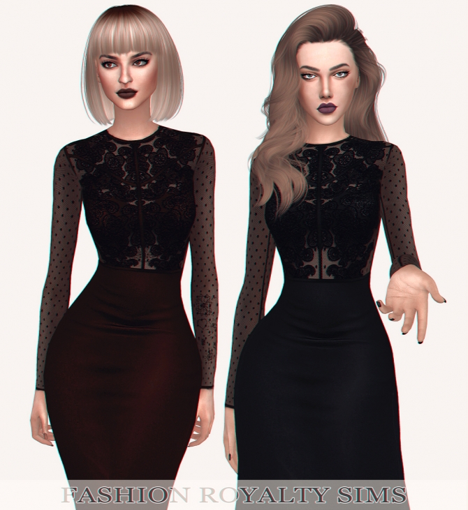 Lace Panel Bodycon Midi Dress at Fashion Royalty Sims » Sims 4 Updates