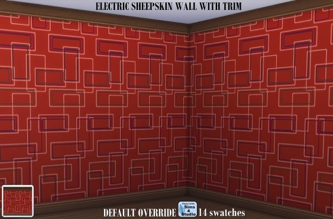Sims 4 Electric sheepskin wall with trim by OM at Sims 4 Studio