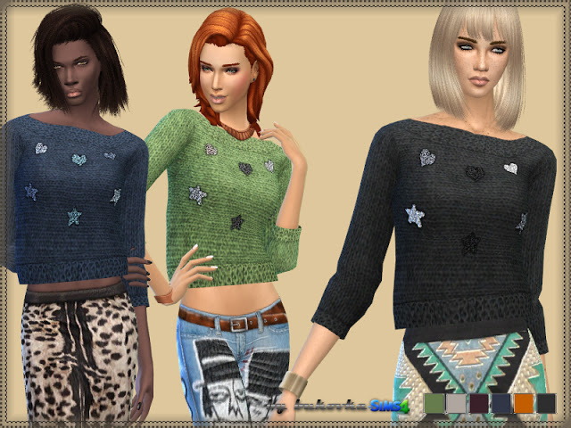 Sims 4 Sweater Stars & Heart at Bukovka