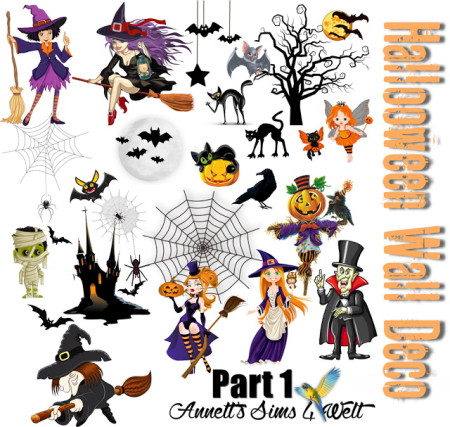 Halloween Wall Deco Part 1 + 2 at Annett’s Sims 4 Welt