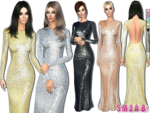 Sims 4 237 Sequin long dress by sims2fanbg at TSR