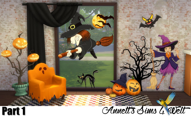 Sims 4 Halloween Wall Deco Part 1 + 2 at Annett’s Sims 4 Welt