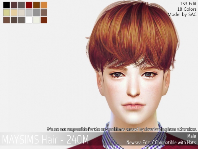 Hair 240M (Newsea) at May Sims » Sims 4 Updates