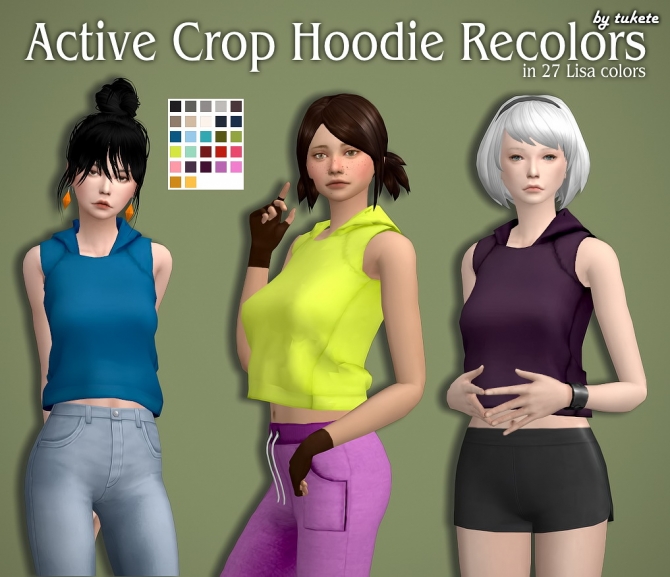 Active Crop Hoodie Recolors at Tukete » Sims 4 Updates