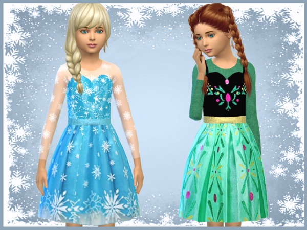 Sims 4 Little Elsa Anna Dress by SweetDreamsZzzzz at TSR