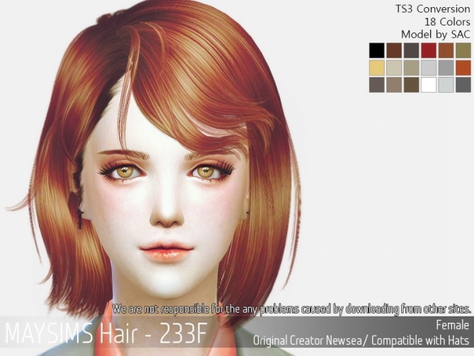 Sims 4 Hair 233F (Newsea) at May Sims