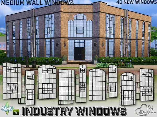 Sims 4 Industry Windows for Medium Wall Size by BuffSumm at TSR
