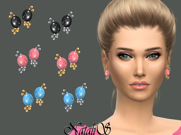 Sims 4 Gemstone stud earrings by NataliS at TSR