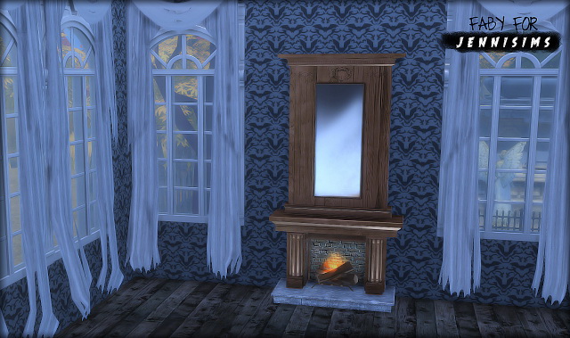 Sims 4 Fireplace, Curtains Witch Power by Faby&Jenni at Jenni Sims