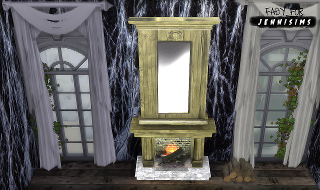 Sims 4 Fireplace, Curtains Witch Power by Faby&Jenni at Jenni Sims