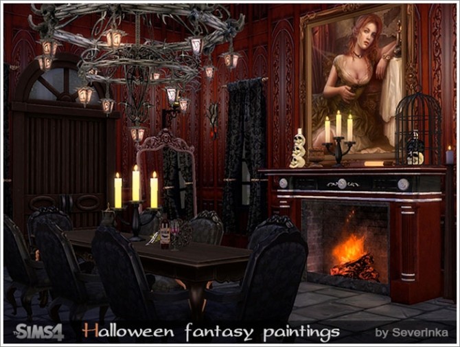 Sims 4 Halloween fantasy paintings at Sims by Severinka