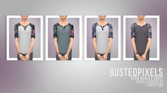 Sims 4 SP08 Henley Shirt Set 02 at Busted Pixels