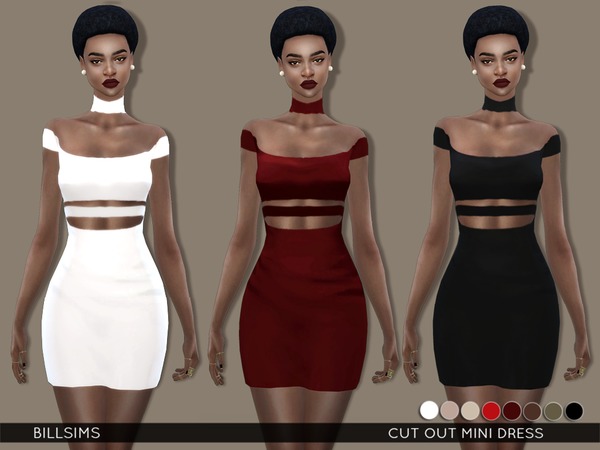 Cut Out Mini Dress by Bill Sims at TSR » Sims 4 Updates
