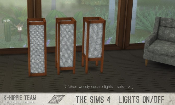 Sims 4 7 Nihon Woody Lamps set 1 to 3 at K hippie