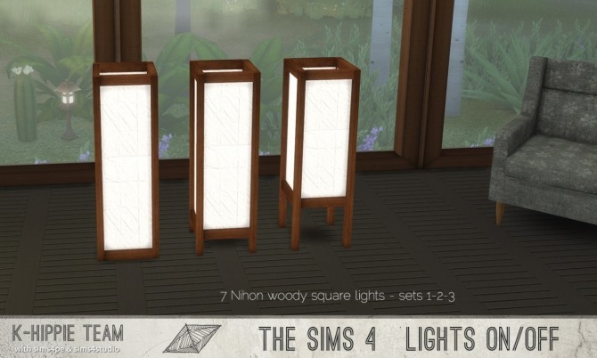 Sims 4 7 Nihon Woody Lamps set 1 to 3 at K hippie