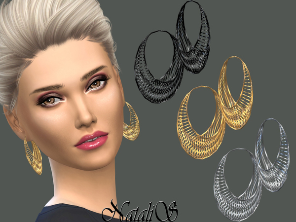 Sims 4 Mesh Hoop Earrings by NataliS at TSR