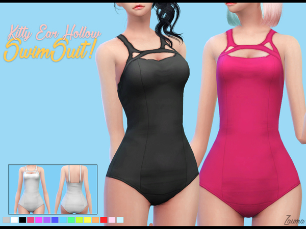 Sims 4 Yume Kitty Ear Hollow Swimsuit by Zauma at TSR