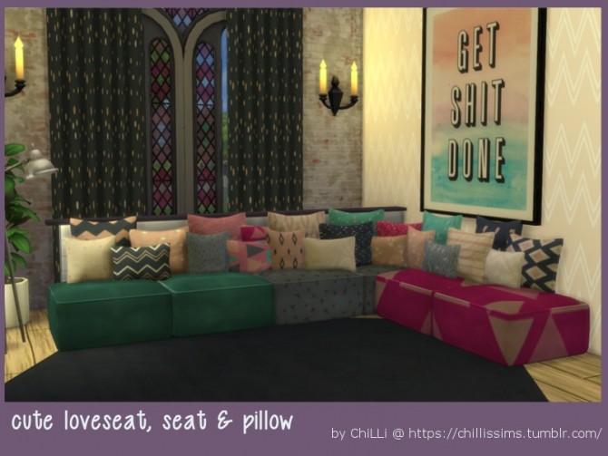 Sims 4 Cute loveseat, seat & pillow at ChiLLis Sims