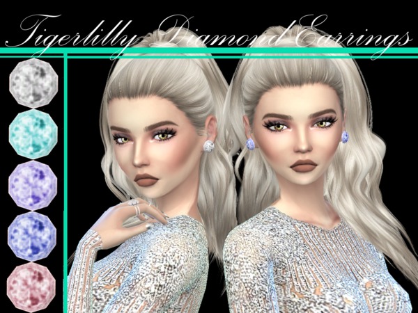 Sims 4 Diamond Earrings by tigerlillyyyy at TSR