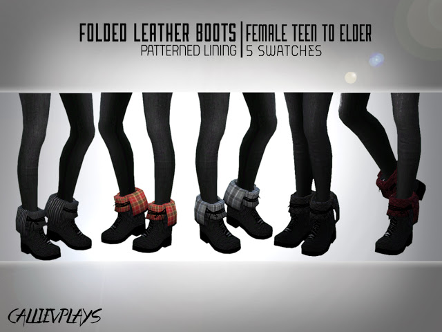 Sims 4 Folded Leather Boots at CallieV Plays