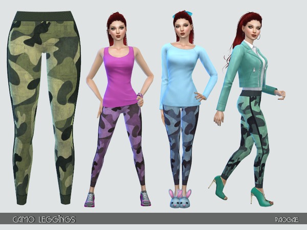 Sims 4 Camo Leggings by Paogae at TSR