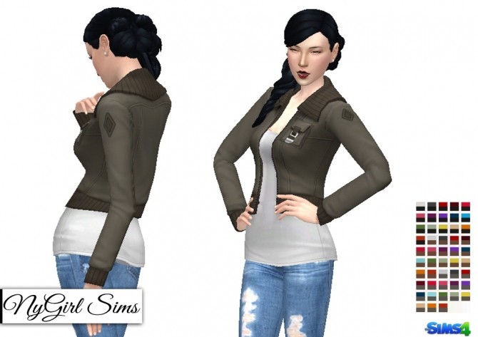Sims 4 Army Jacket with Tee at NyGirl Sims