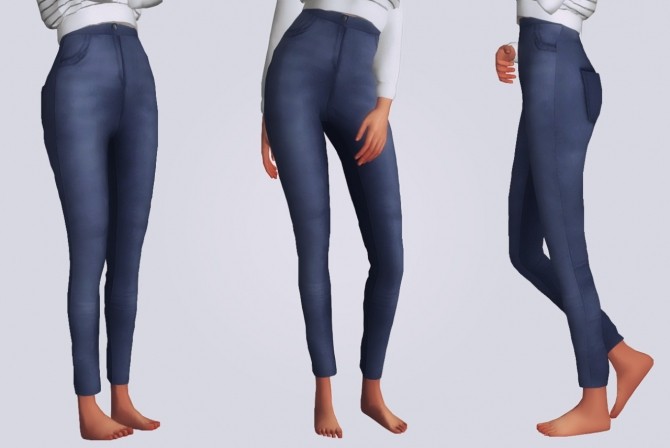 Sims 4 High Waisted Skinny Jeans by Loubelle 3t4 conversion at Elliesimple