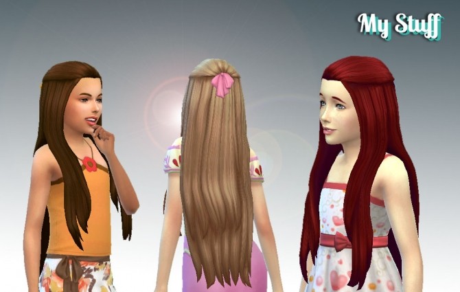Sims 4 Pure Hair (Version 2) + Bow for Girls at My Stuff