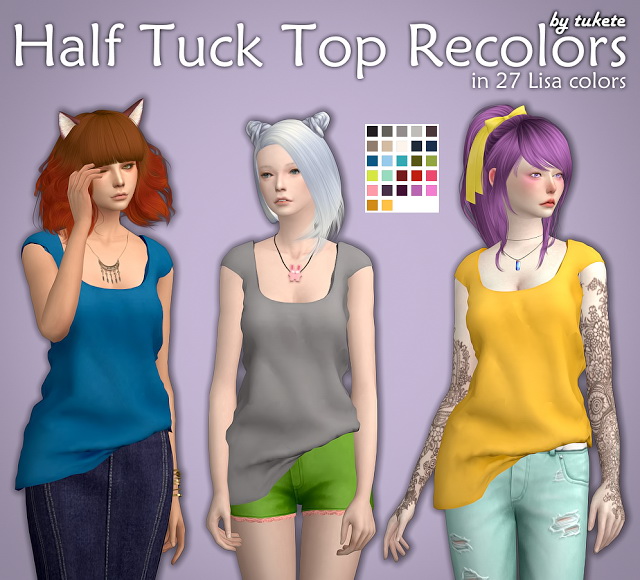 Sims 4 Half Tuck Top Recolors at Tukete