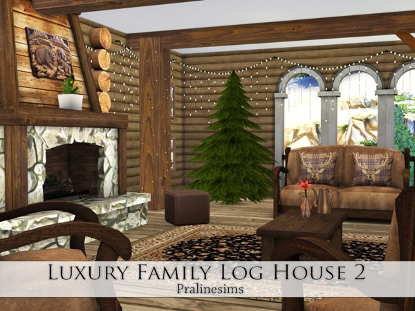 Sims 4 Luxury Family Log House 2 by Pralinesims at TSR