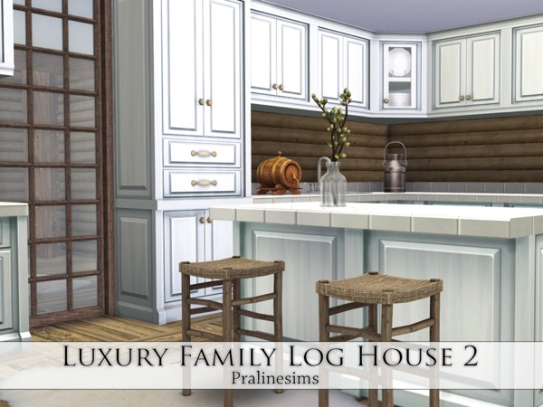 Sims 4 Luxury Family Log House 2 by Pralinesims at TSR