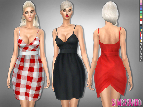 Sims 4 239 V neck dress with belt by sims2fanbg at TSR